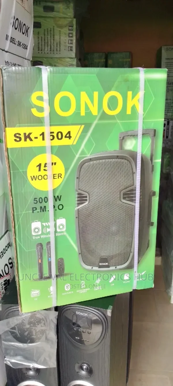 Sonok Rechargeable 15" Public Address System With Bluetooth Two Wireless Microphone - Image 2